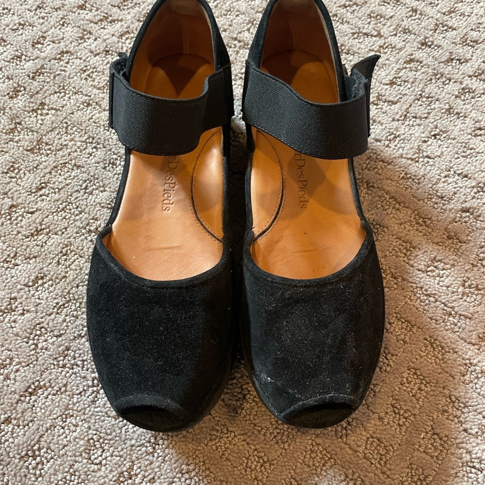 L’Amour Black Suede Mary Jane Shoes